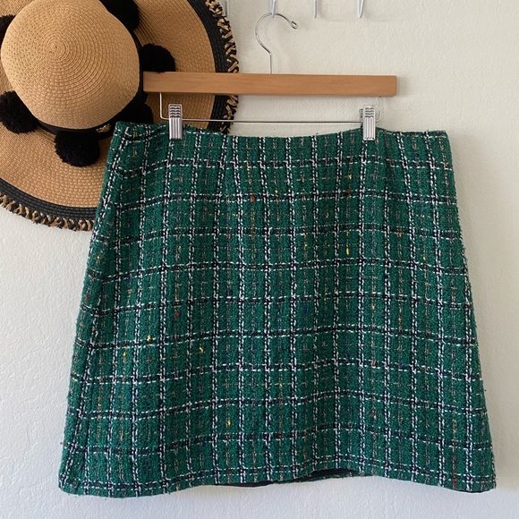 Anthropologie Dresses & Skirts - Anthropologie Hutch Green Tweed Windowpane Plaid Mini Skirt